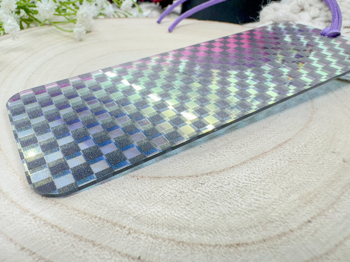 Black Iridescent Checkered Bookmark