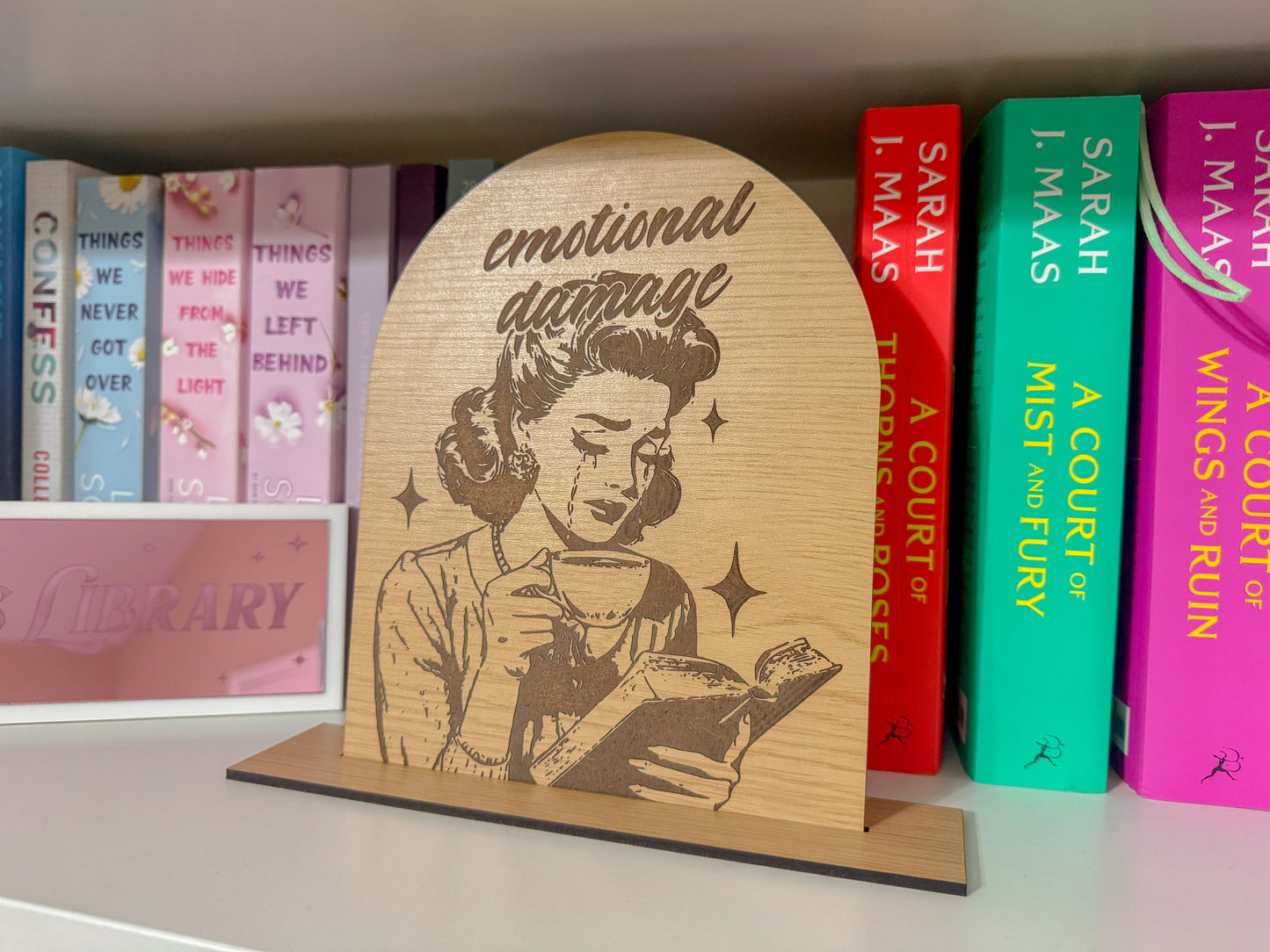 Emotional Damage - Wood Arch Shelf Sign