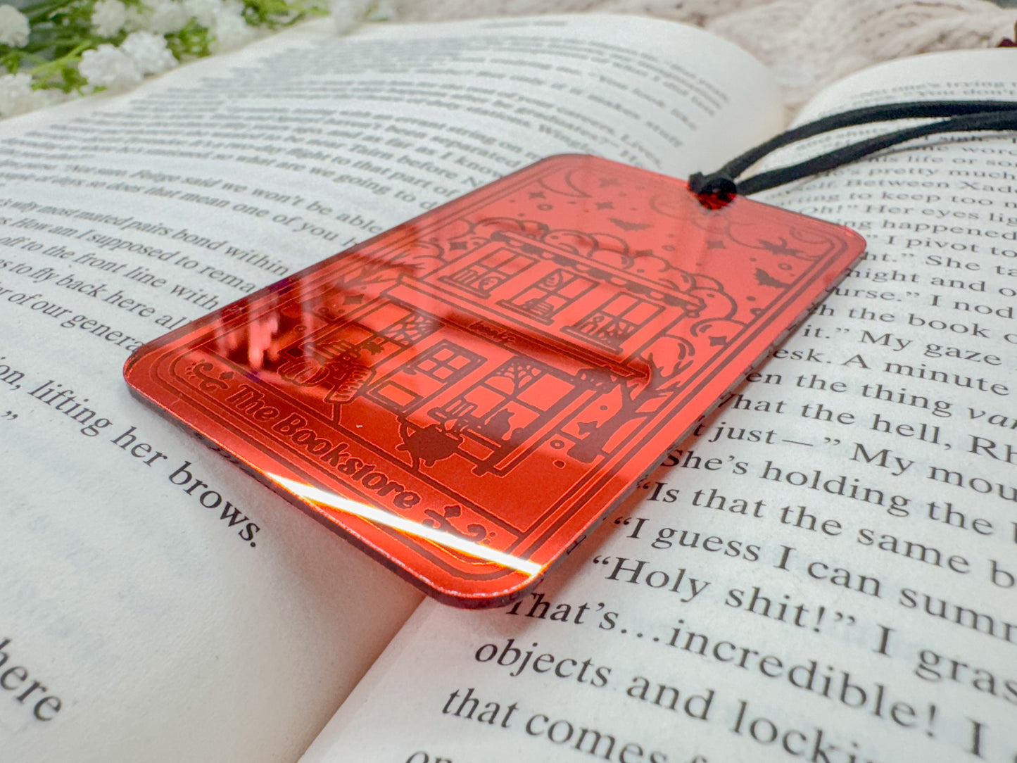 Spooky Bookstore Tarot - *Mini* Red Mirror Bookmark