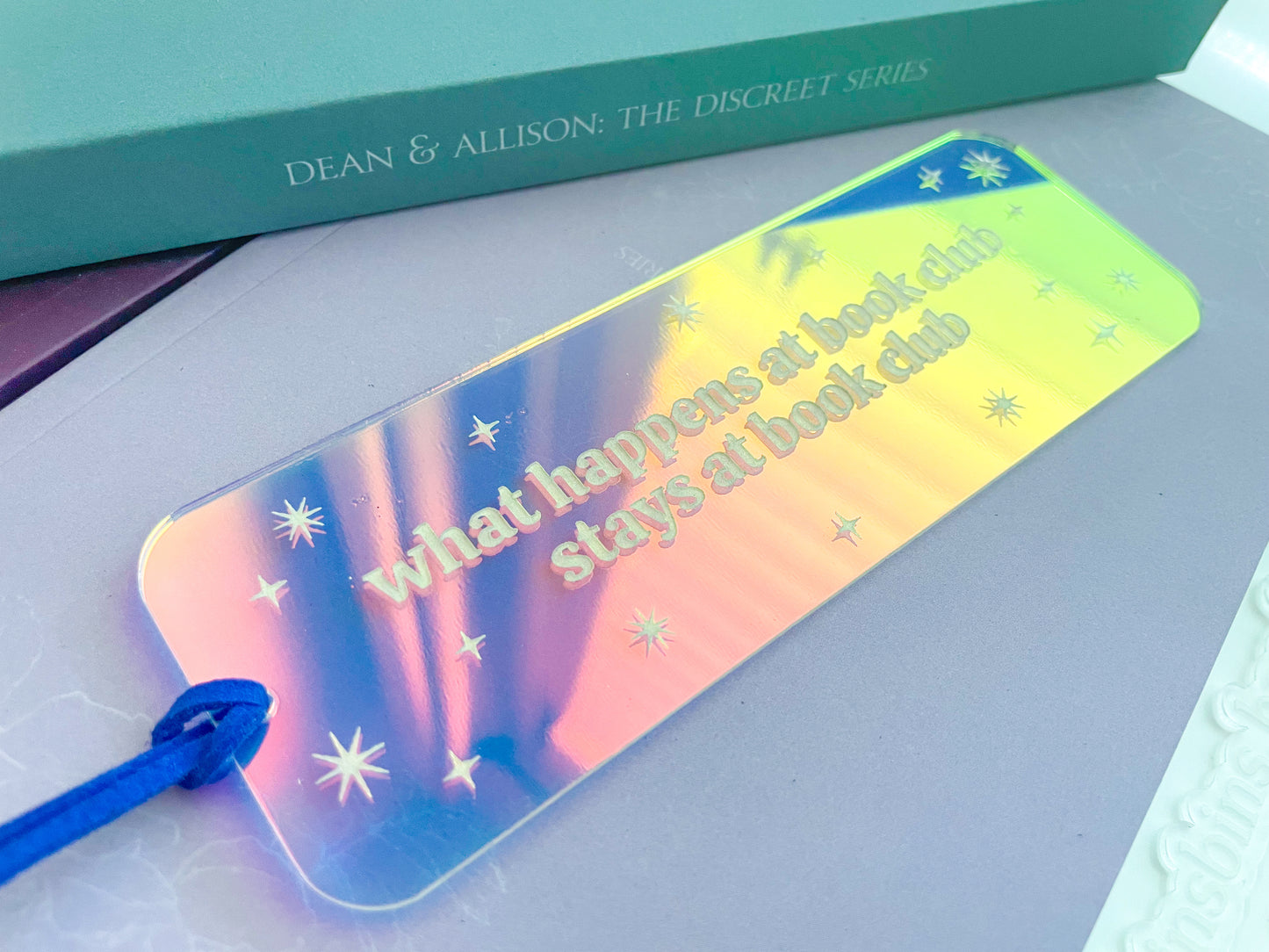 What Happens At Book Club - Shiny Iridescent Bookmark